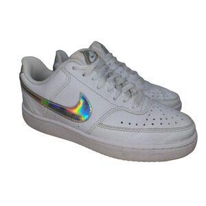 Nike Court Vision Women's Low‎ Sneakers Iridescent White Shoes Sz 5.5 CW5596-100